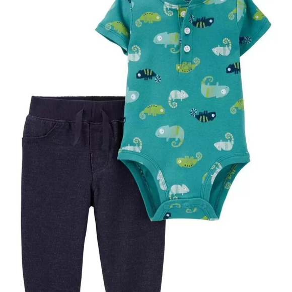 Carter's Baby Boy 2-Piece Chameleon Bodysuit Pant Set in Size 12M - Picture 1 of 6